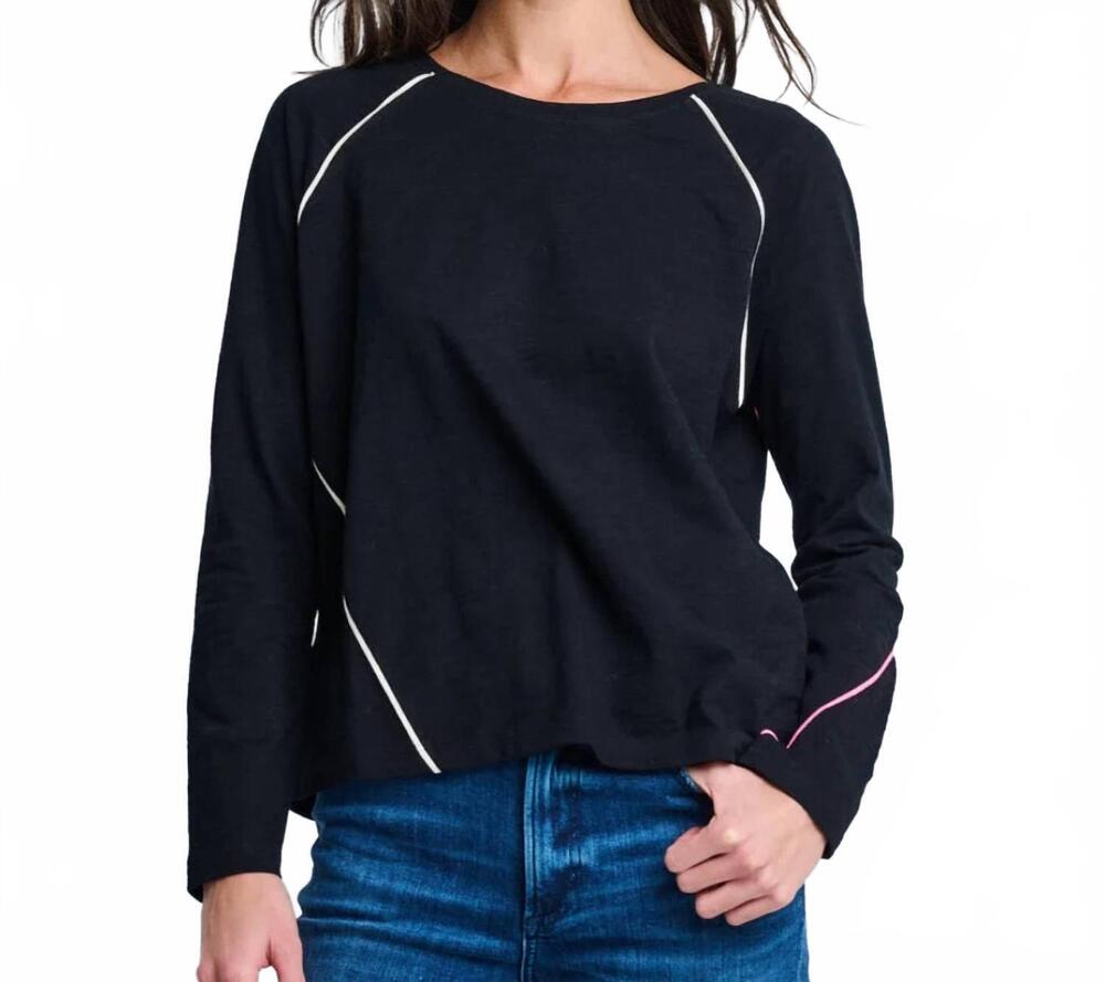 NEW LISA TODD piping hot long sleeve tee - plus in black